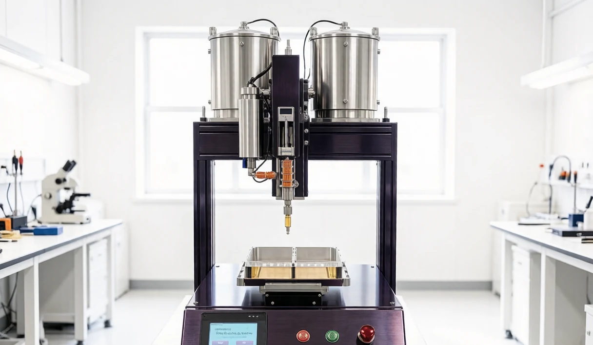 Fully automatic vape cartridge filling machine in a clean industrial facility