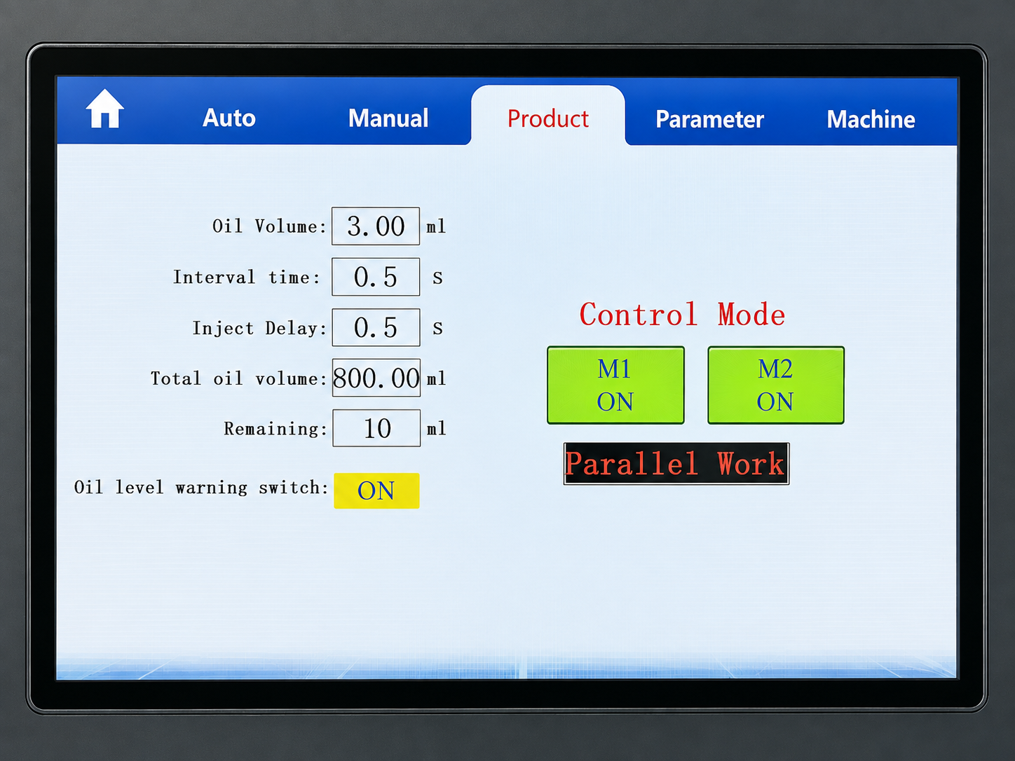 YC100 Single and Dual Oil Filling Operation YC100 single and dual oil filling mode control interface