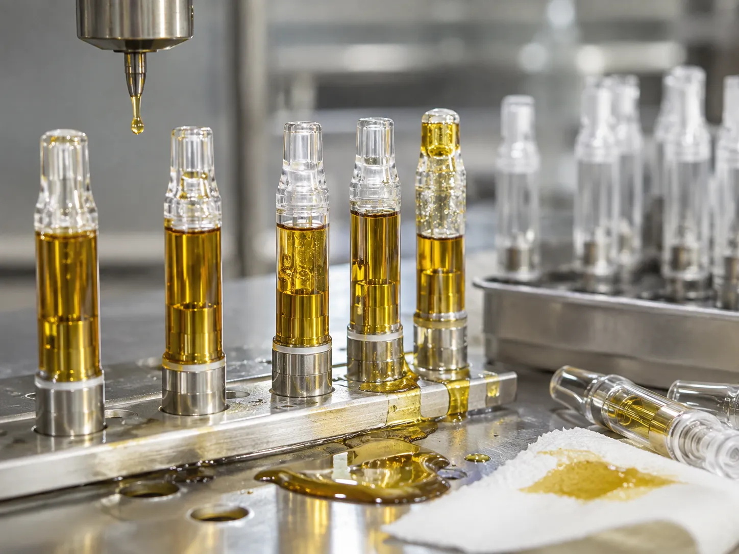 High Value Oil Filling Waste Challenge Inconsistent cannabis oil cartridge filling causing overfill and product waste