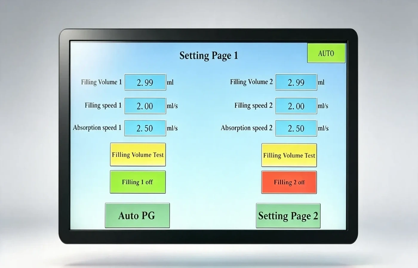 FM-17 Multi-Mode Filling Control FM-17 touchscreen for single-tank dual-tank and dual-formula filling mode settings